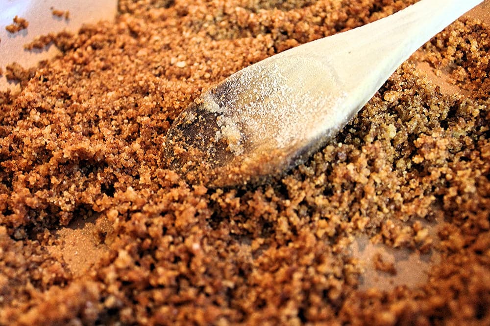 Closeup photo of toasted bread crumbs.