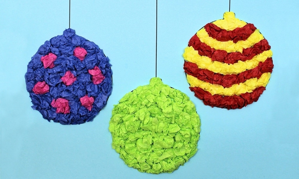 Crumpled Tissue Paper Christmas Ornament Craft