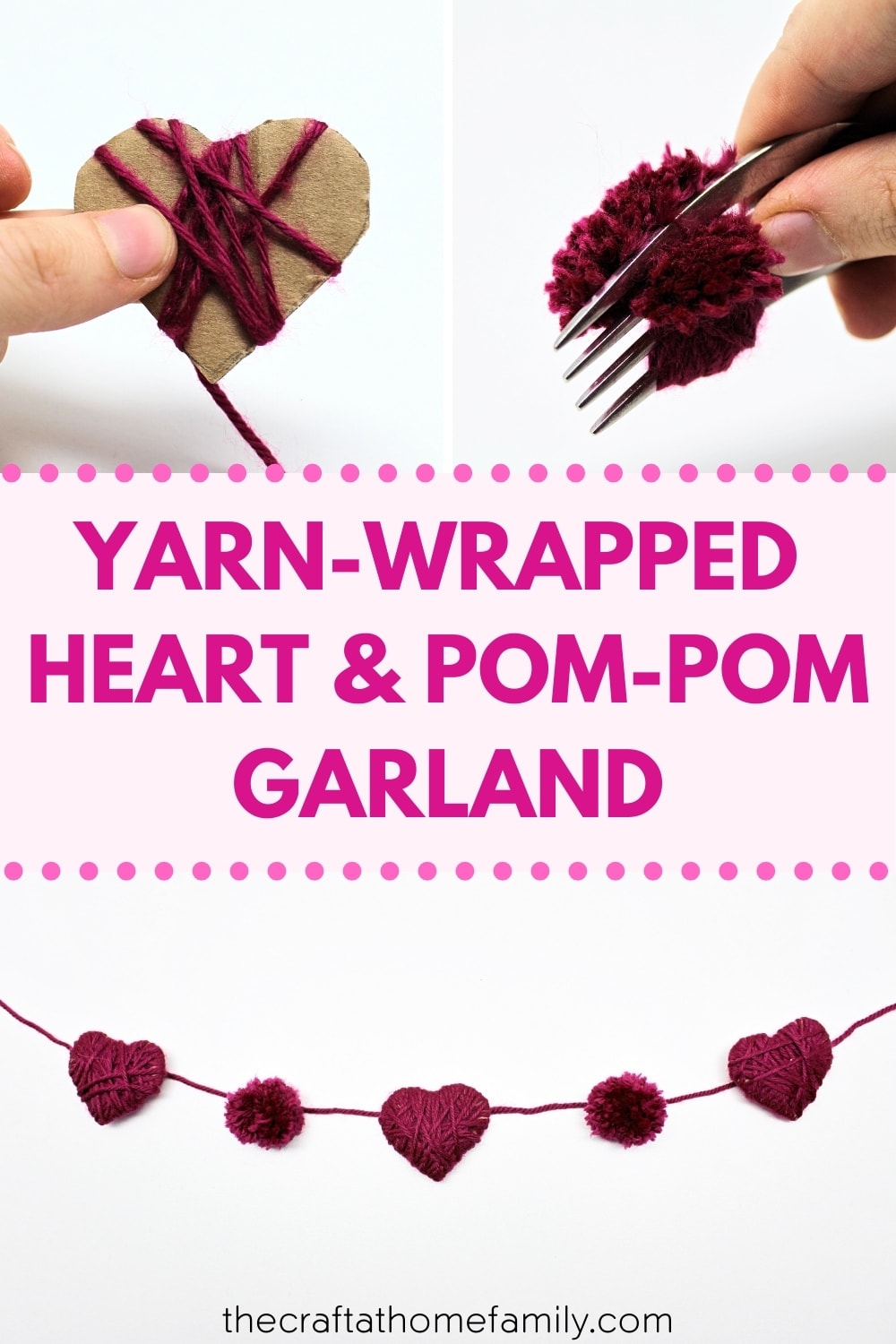 Yarn Valentine’s Day Garland - The Craft-at-Home Family