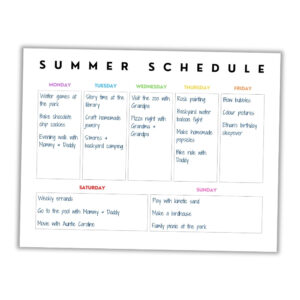 Free Printable Daily &amp; Weekly Summer Schedule for Kids (+ Bonus Summer ...
