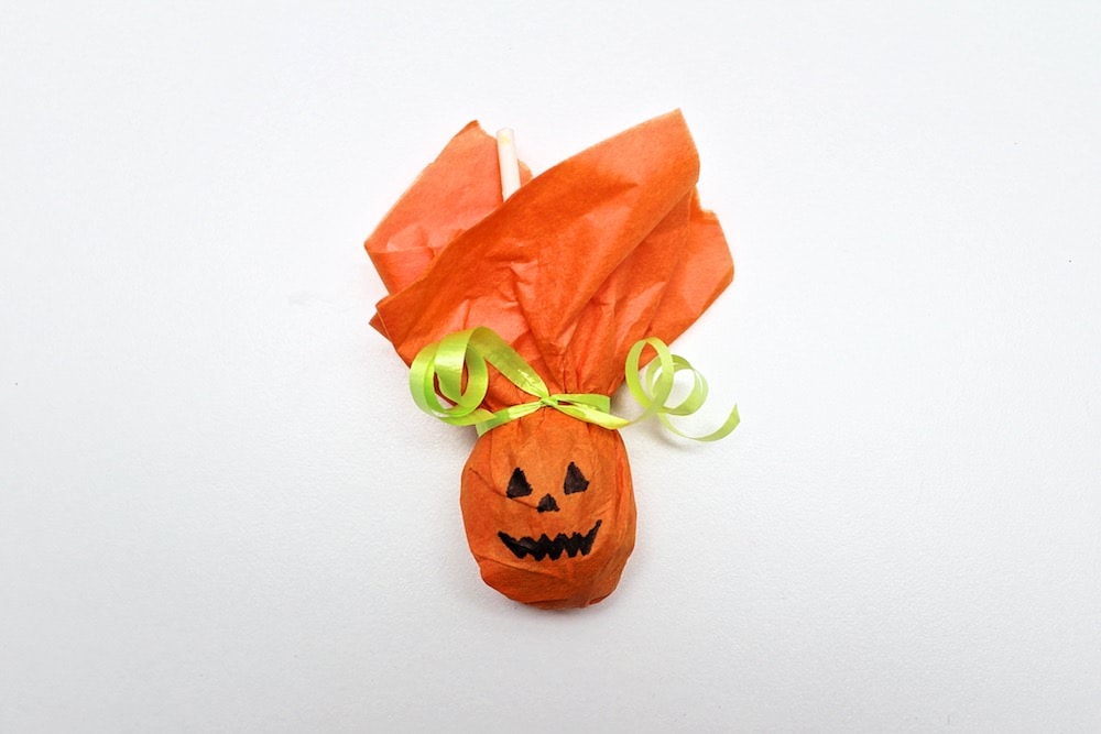 Finished Halloween Lollipop Jack-o'-Lantern Craft for Kids