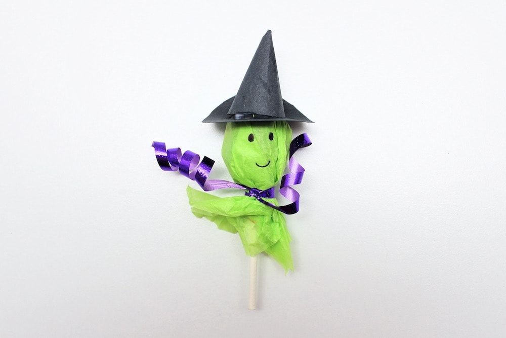 Finished Halloween Witch Lollipop Craft