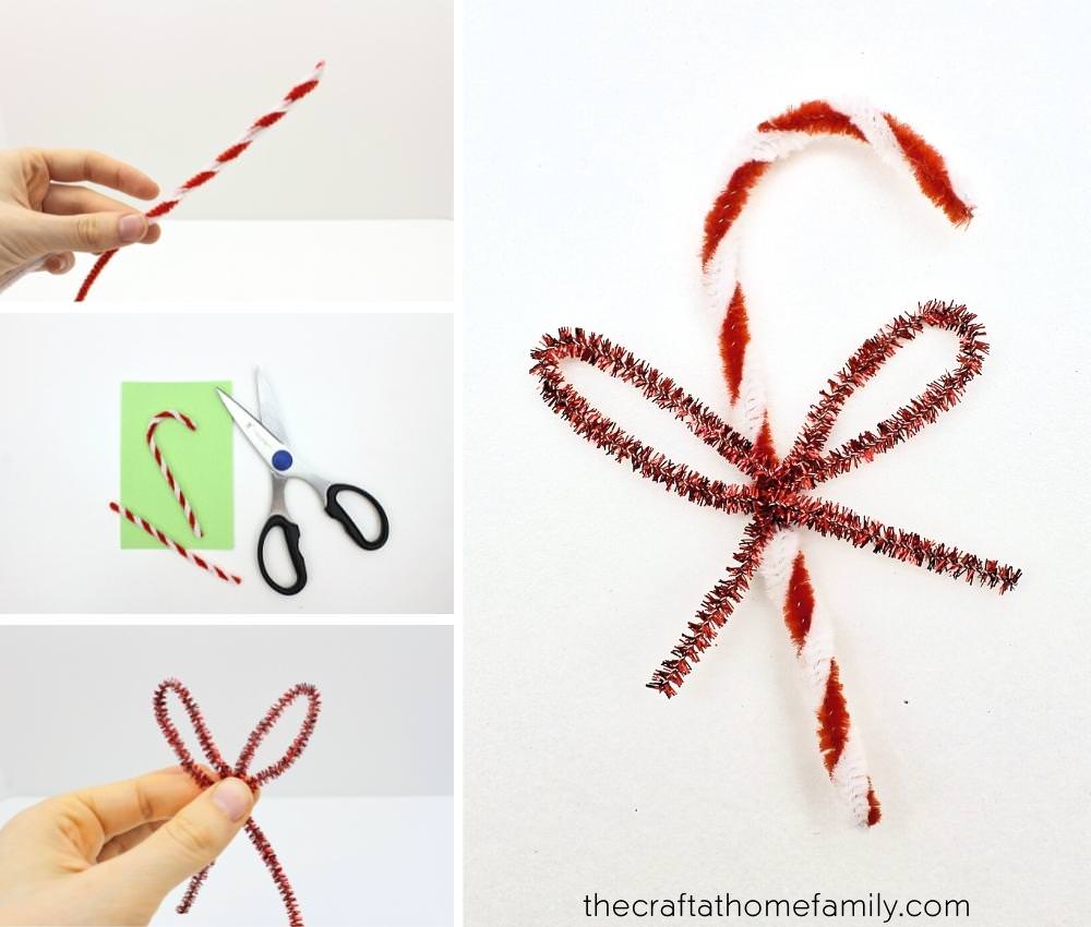 Steps to make a candy cane out of a pipe cleaner.