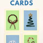 4 Christmas pipe cleaner cards with text overlay