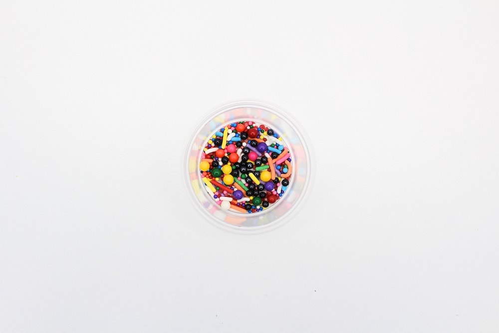 Container of sprinkles.