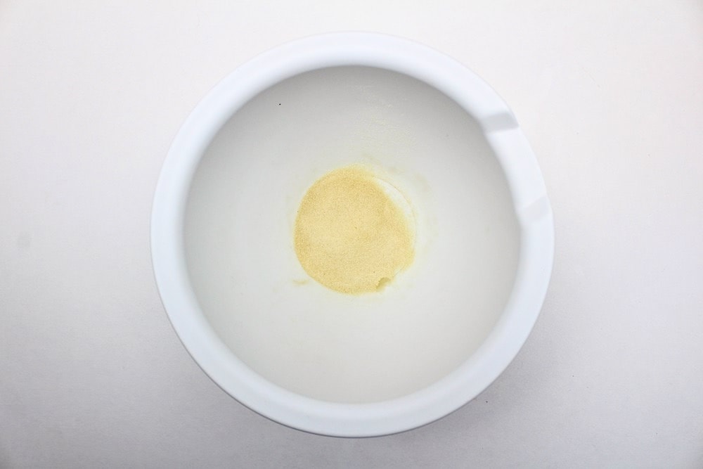 Unflavoured gelatin in white bowl.