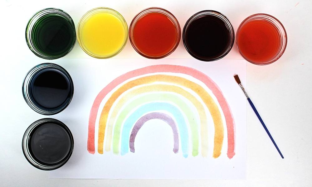 Rainbow painted with homemade Kool-Aid paint.