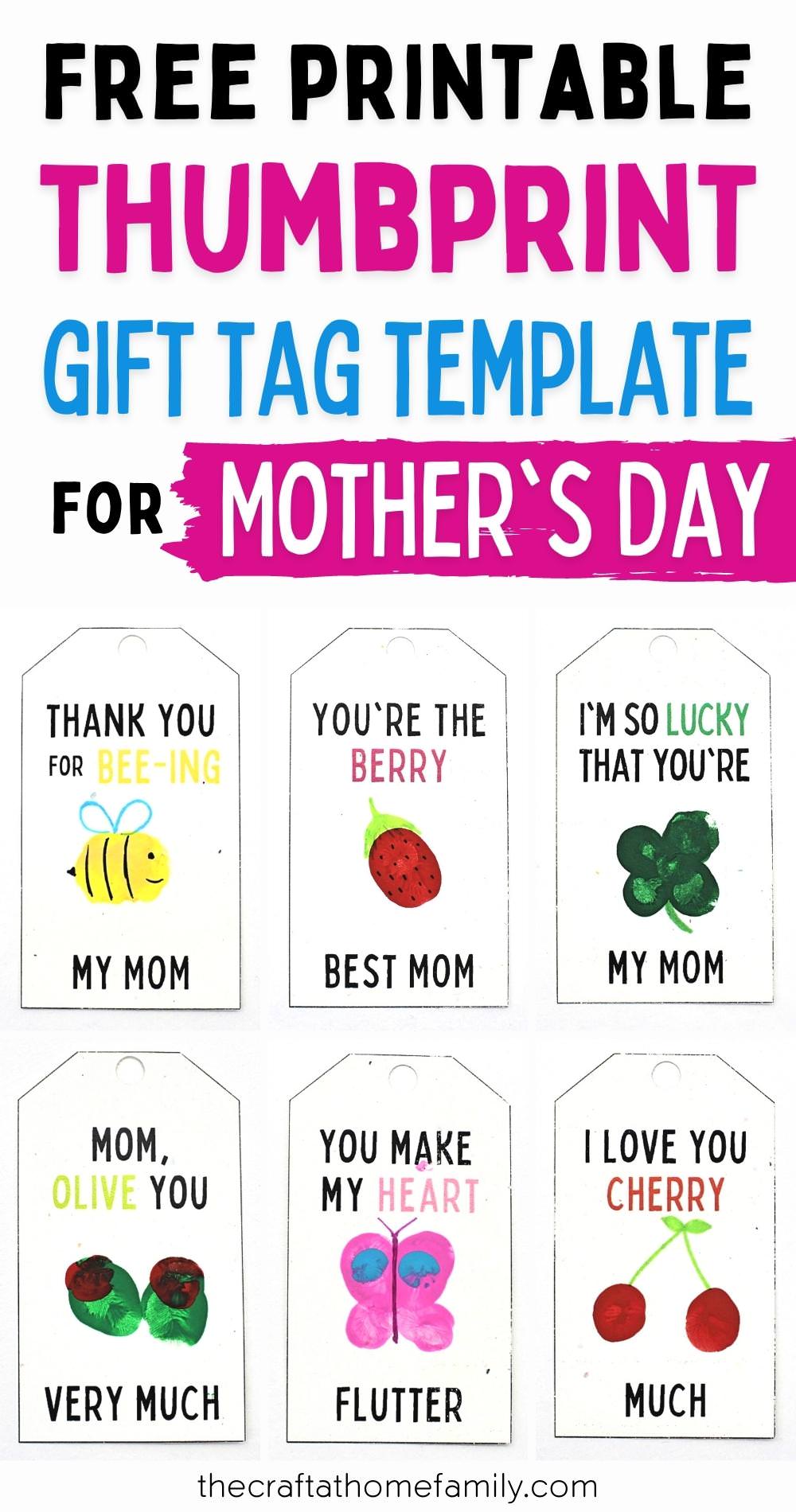 Free Printable Mother’s Day Fingerprint Gift Tag Template - The Craft-at-Home Family