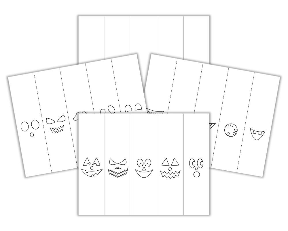 Mockup of 4 Halloween paper chain templates.