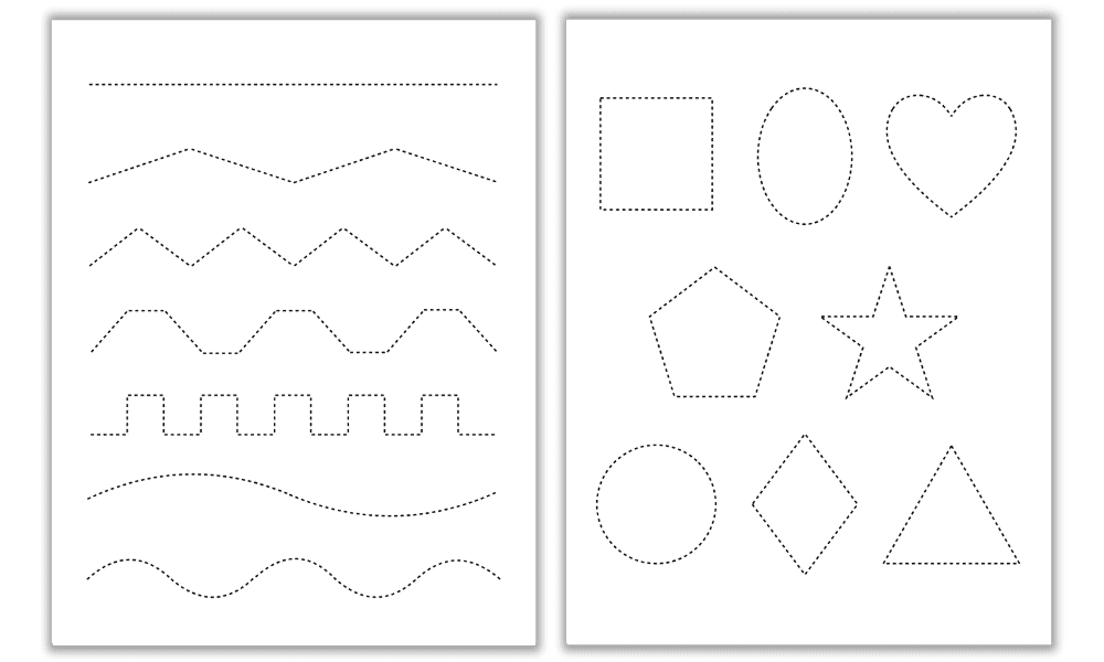 Mockup of 2 cutting sheets (one with lines and one with shapes)