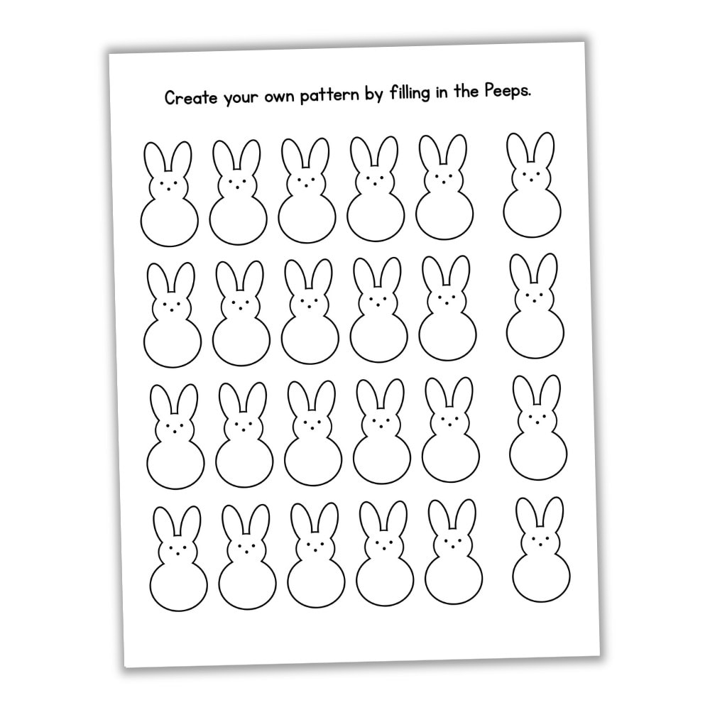 Mockup of blank "create your own pattern" Easter pattern worksheet.