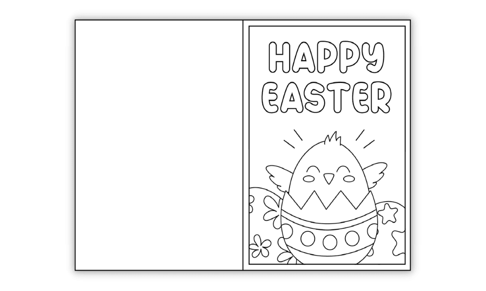 Mockup of cute Easter chick colouring card