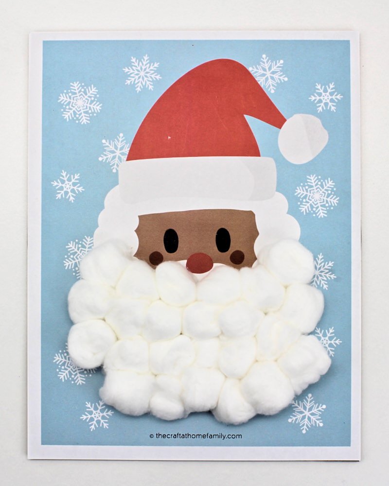 Santa's beard countdown calendar (dark skin) with full cotton ball beards.
