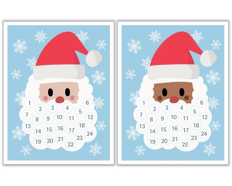 FREE Santa's Beard Countdown Calendar (Print &amp; Add Cotton Balls!) - The ...