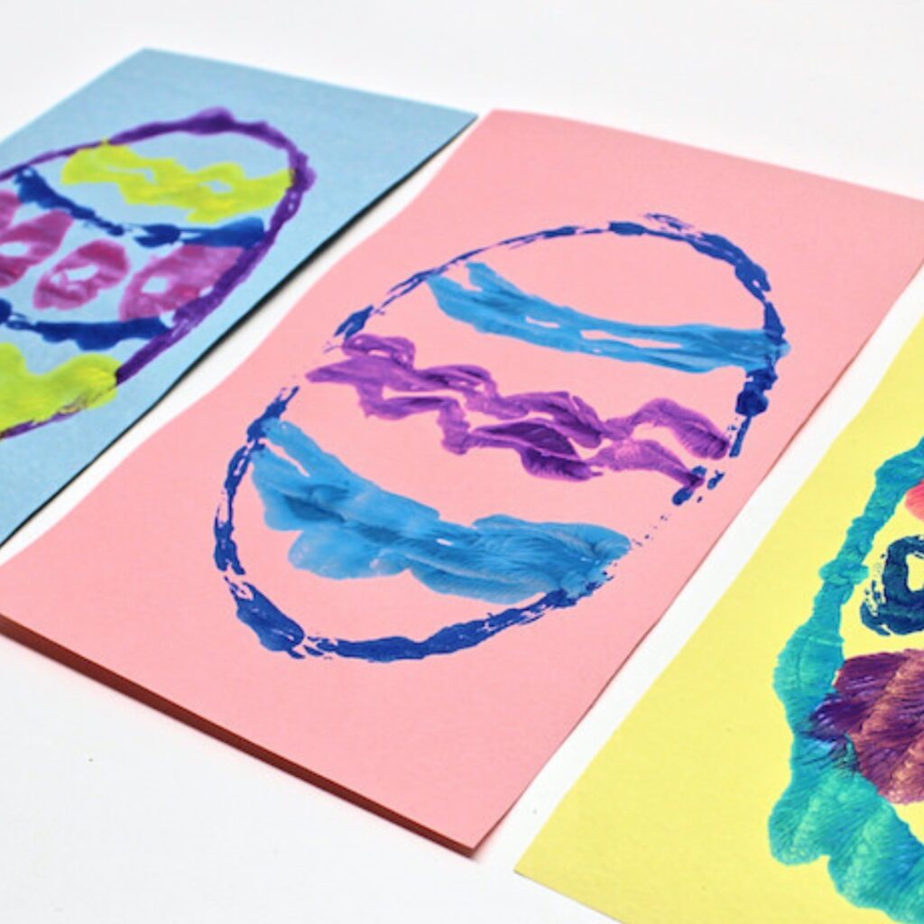 Symmetrical Easter egg paint designs.