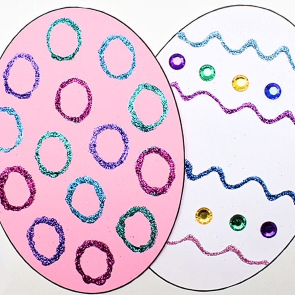 Glittery paper Easter eggs.