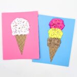 2 puffy paint ice cream crafts, with one scoop and three.