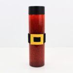 Red glitter bottle with Santa belt.