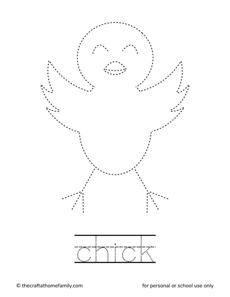 Easter chick tracing worksheet.