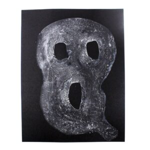 Textured white ghost on black cardstock.