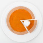 Paper plate pumpkin pie craft with cotton ball whipped cream.