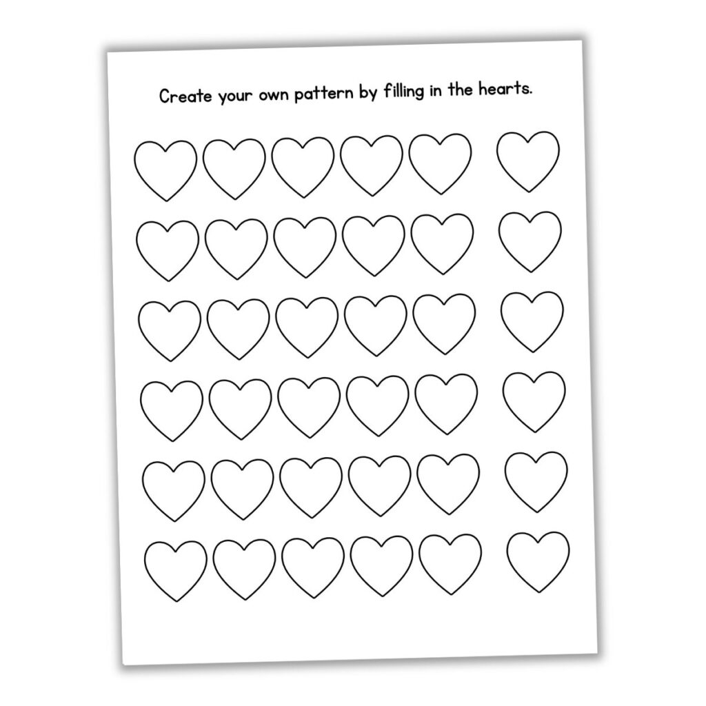 Mockup of a blank heart pattern worksheet.