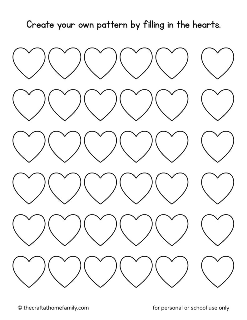 Blank heart pattern worksheet.