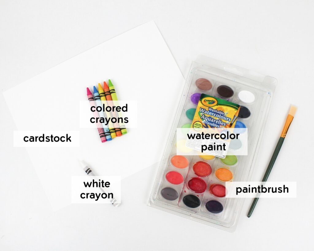 Supplies to make crayon resist conversation hearts.