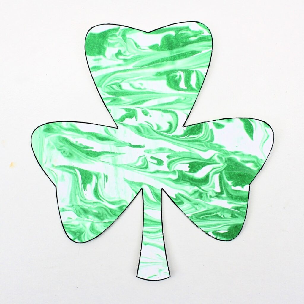 Marbled shaving cream shamrock craft.