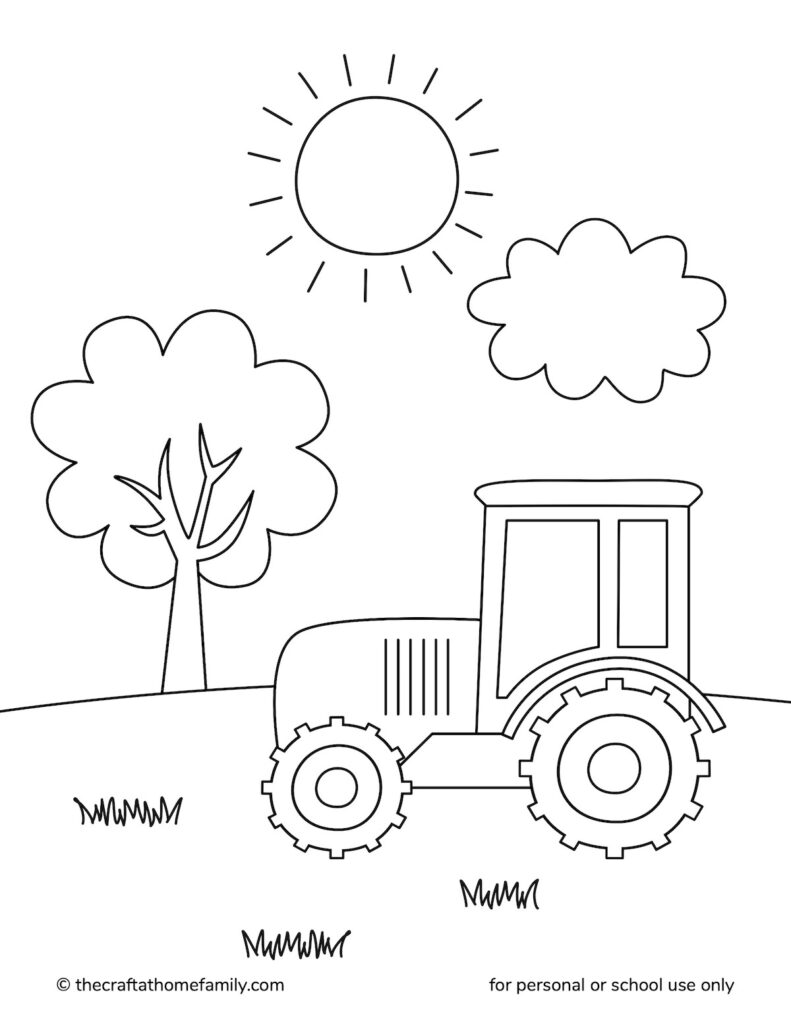 Farm tractor coloring page.