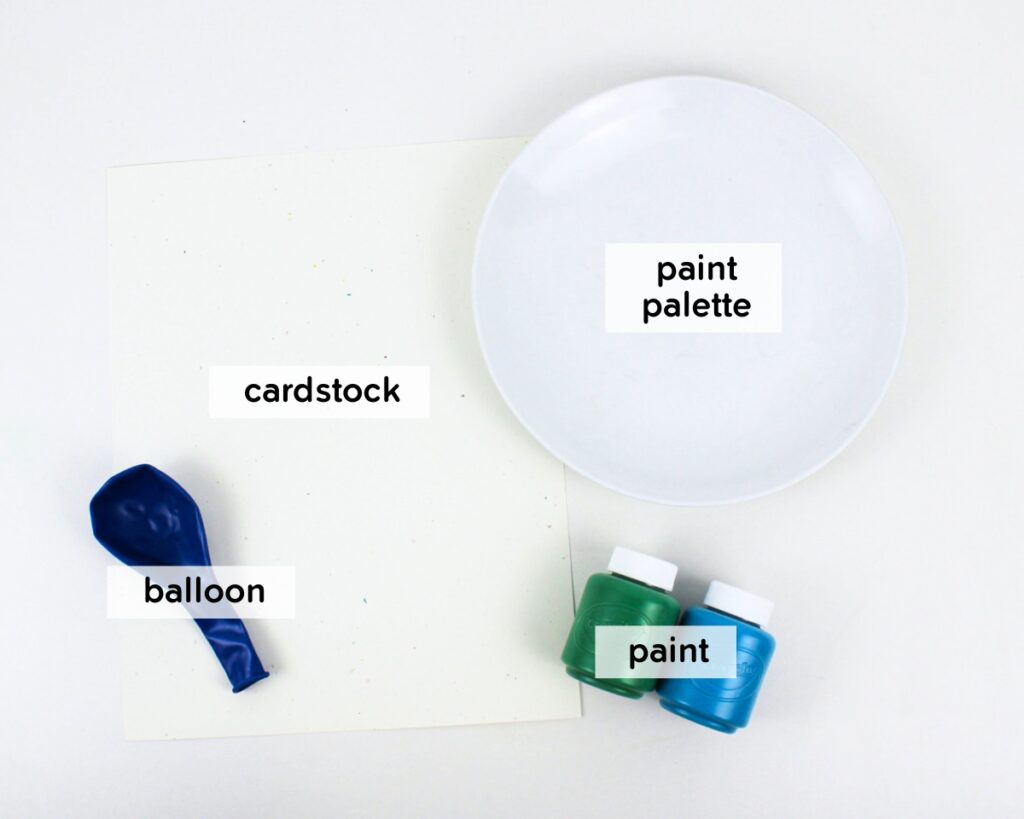 Supplies to make Earth Day balloon prints.