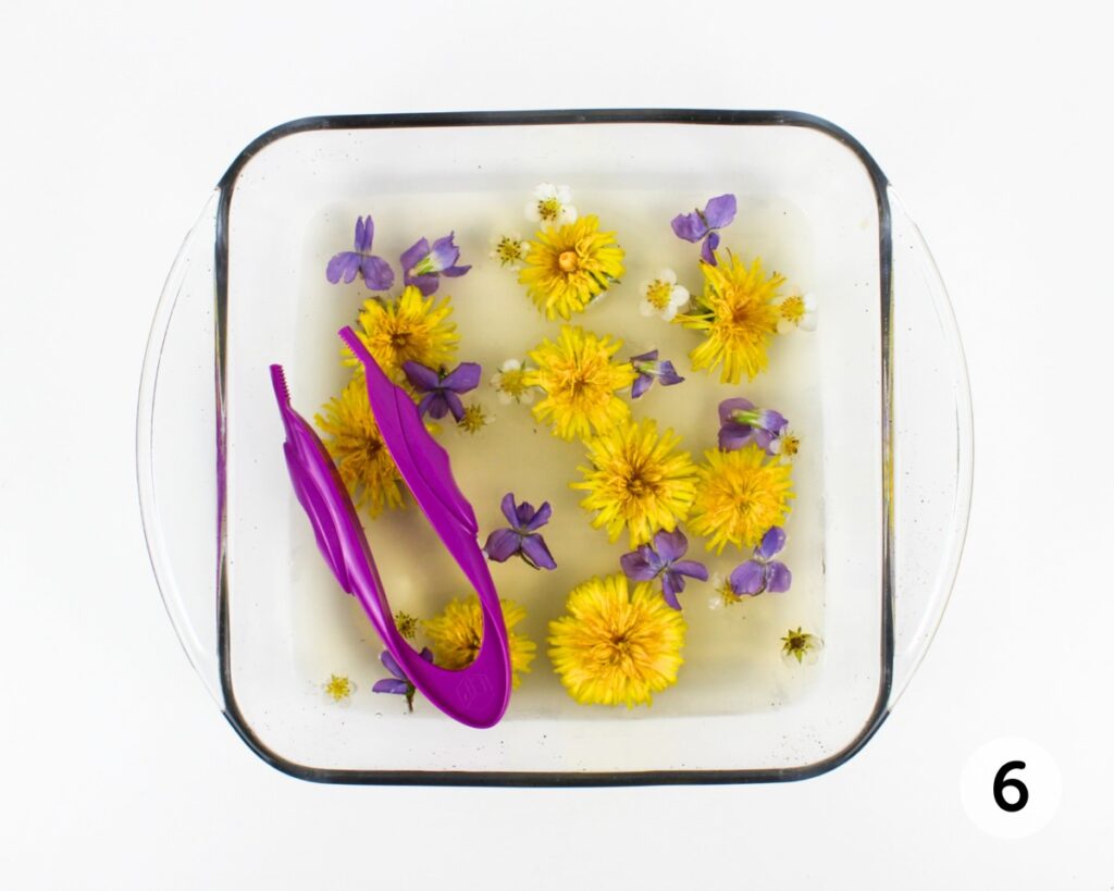 Jell-O flower dig after gelatin has set.